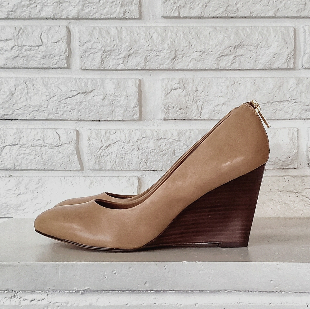 ALDO Spelonca Cognac Wedges, Round Toe. LikeNew!